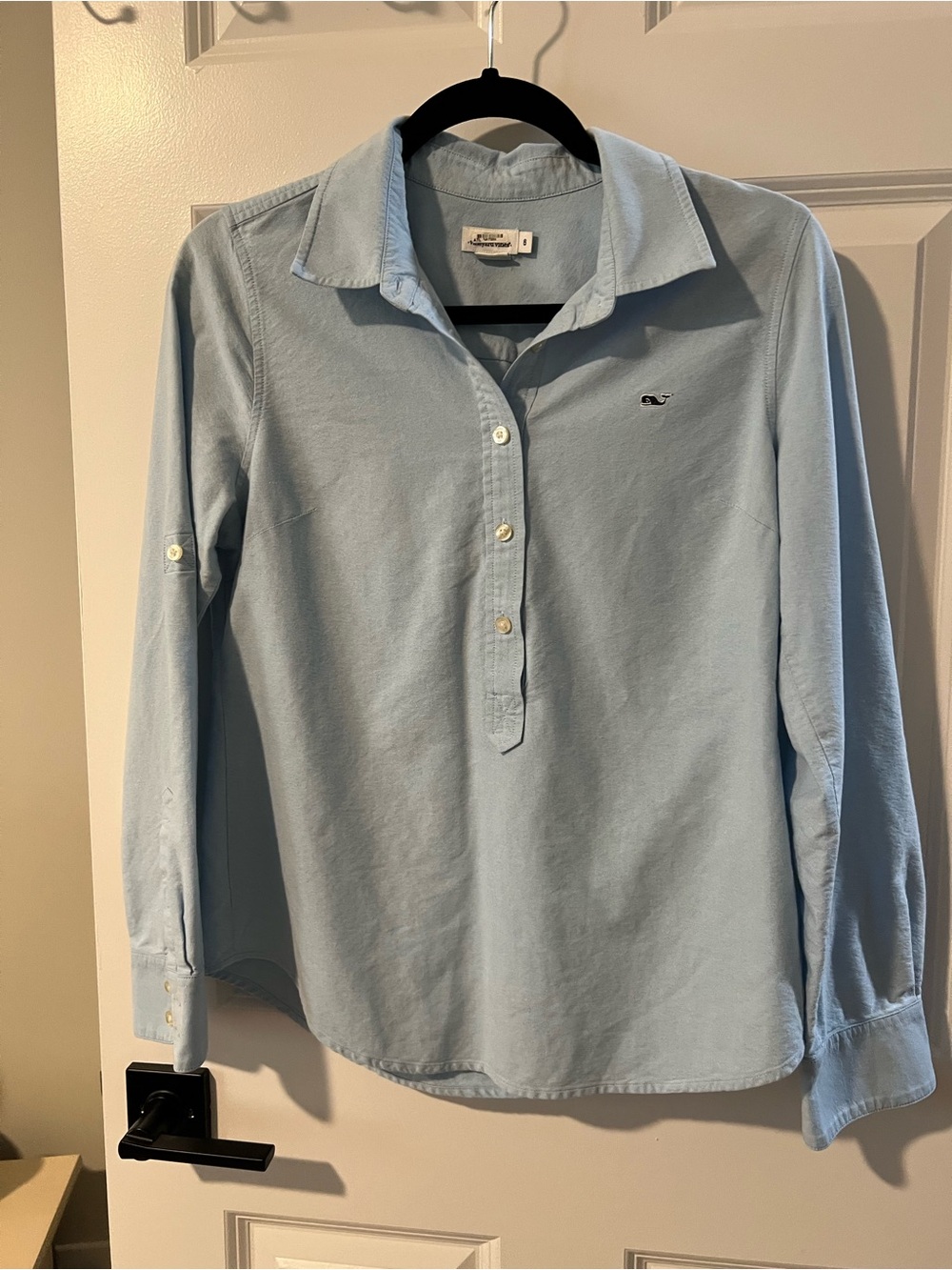 Vineyard Vines Women Cotton Light Blue Long-Sleeve Shirt
